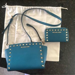 MICHAEL Michael Kors Selma Studded Saffiano Leather Crossbody and Wallet